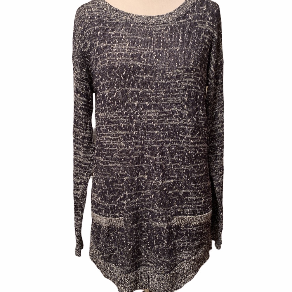 Ann Taylor Loft blue and white/gray tunic sweater